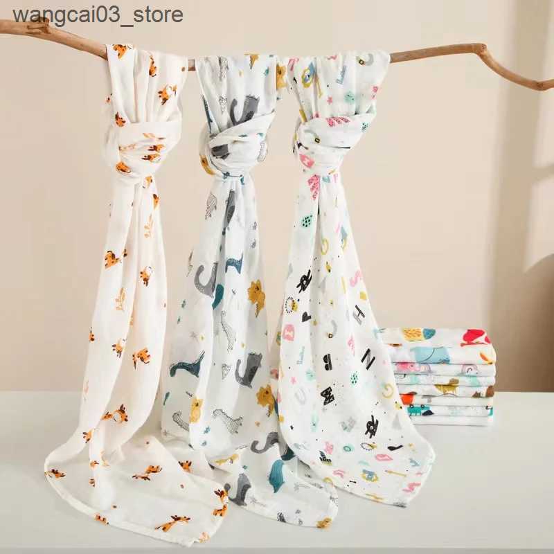 Blankets Swaddling Multi-function Soft Comfortable Breathable Printed Bamboo Cotton Muslin Swaddle Blanket Newborn Baby Wrap Stoller Nursing Cover L24