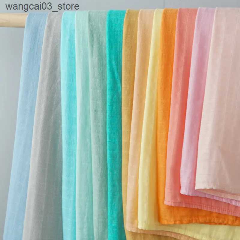 Blankets Swaddling Muslin 70mboo 30%Cotton Baby Blanket Baby Bed Soft Swaddle Newborn Pure Color Feeding Bibs Bandana Burp Cloth Towel Scarf L240910