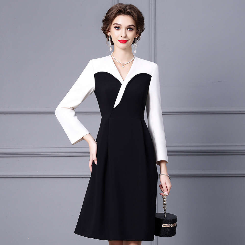 long sleeved for women autumn 2024 new style dignified and atmospheric pear shaped figure high-end black A-line dress