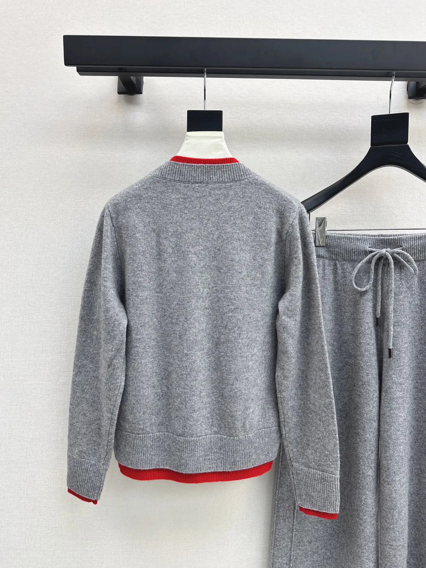 Autumn/Winter Womens Lazy Style Wool Set consisting of two V-neck knitted cardigans and straight leg pants 241010