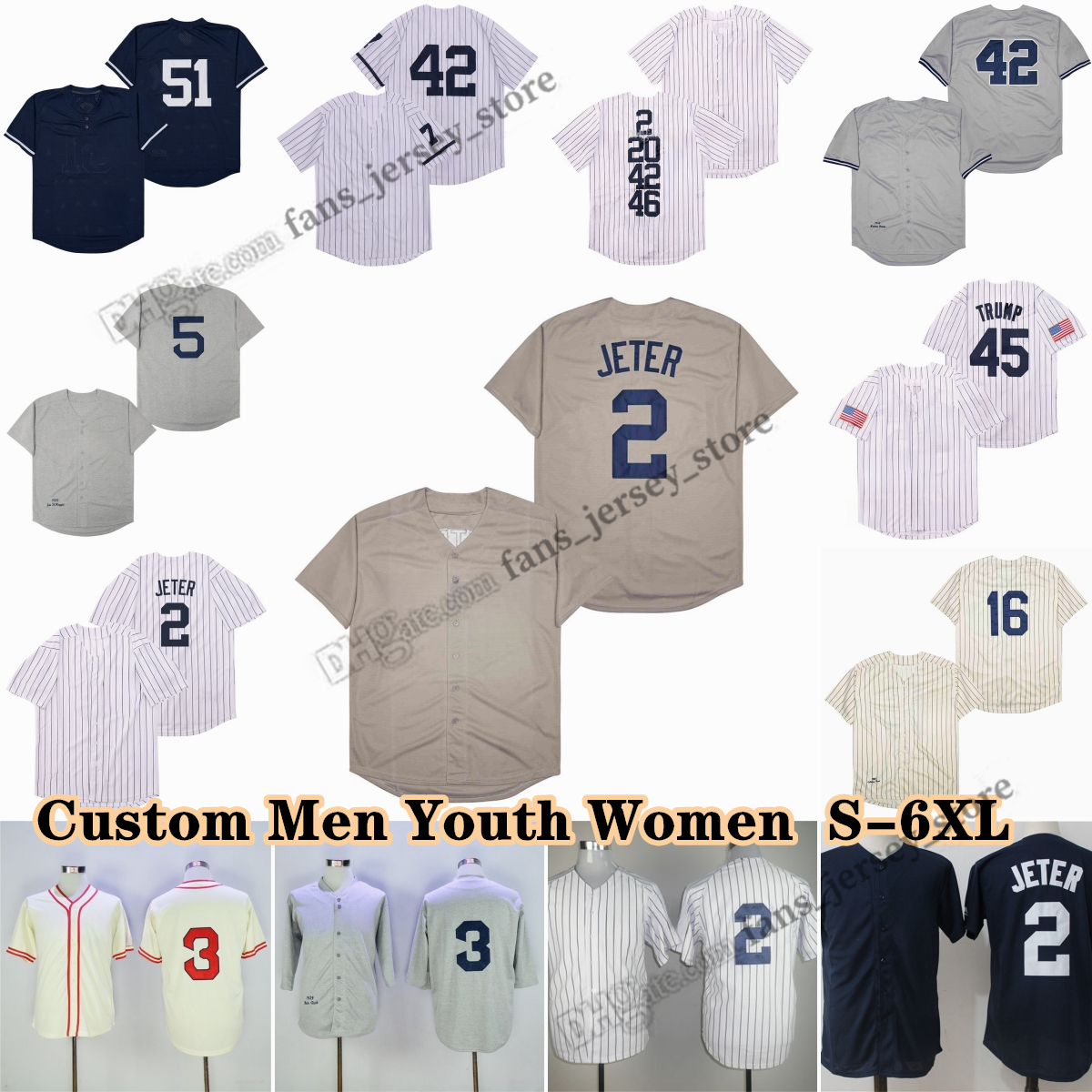 Custom S-6XL Throwback Baseball Jerseys Jeter Ruth GehrigJoe DiMaggio 1939 Mickey Mantle Yogi Berra Roger Maris Phil Rizzuto Chase Headley Alex Rodriguez Munson