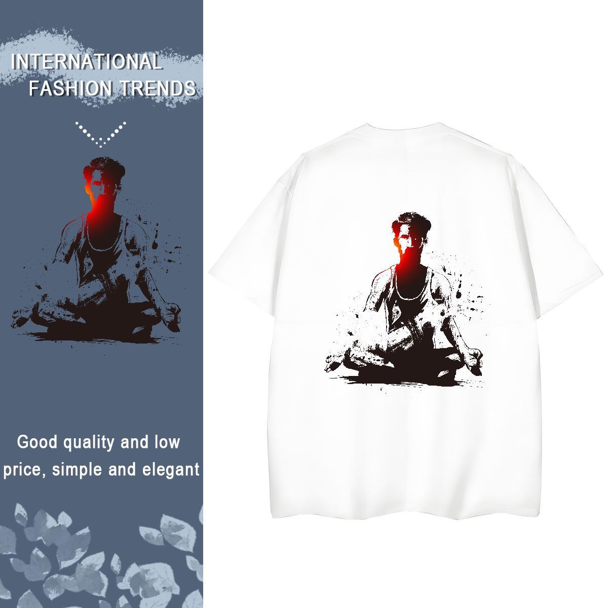 Casual New T-Shirts 230g 100% Cotton Breathable Street Wear portrait Couples T Shirts Nice White Plus Size Polos