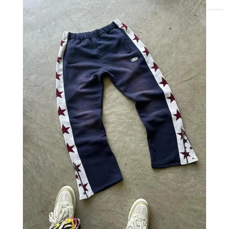 Men's Pants Y2K Baggy Men Harajuku Star Pattern High Quality Retro Casual Streetwear Sports Waist Wide Leg Trousers Women