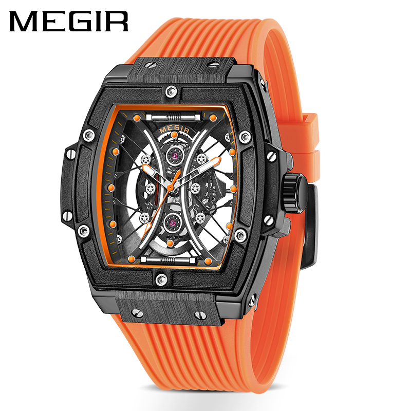 MEGIR Men's Sports Quartz Watch Silicone Strap Waterproof Fashion Hollow Men's Watch Top Brand Luxury Military Watch