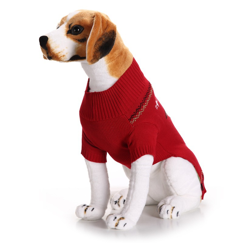Christmas Dogs Reindeer Small Dog Sweaters Red Buffalo Check with Leash Hole Pet Puppy Sweater Free shipping