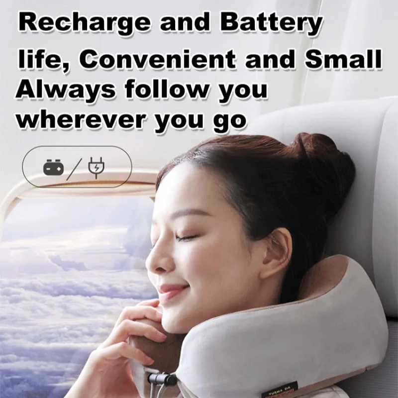 Multi functional electric massage pillow Ushaped neck protector with heating and memory foam for travel and family massage W240819