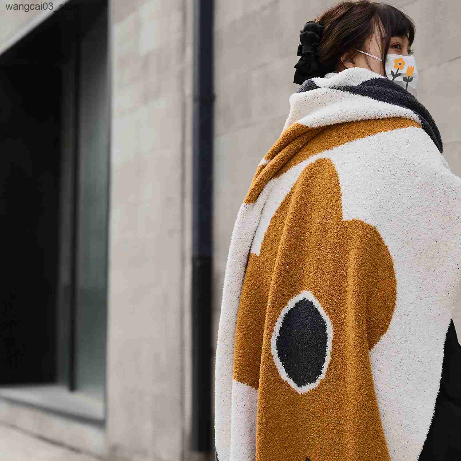 Blankets Swaddling REGINA Soft Microfiber Floral Knitted Blanket Spring Boho Decor Cozy Hairy Downy Bed Throw Blanket Outdoor Travel Car Blanket L2409