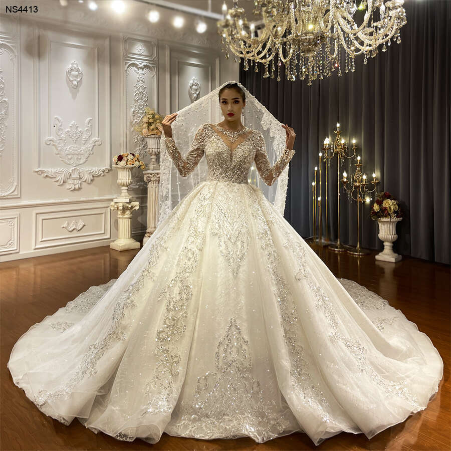 Sparkle Rhie Full Sleeve Ball Gown Wedding Dress