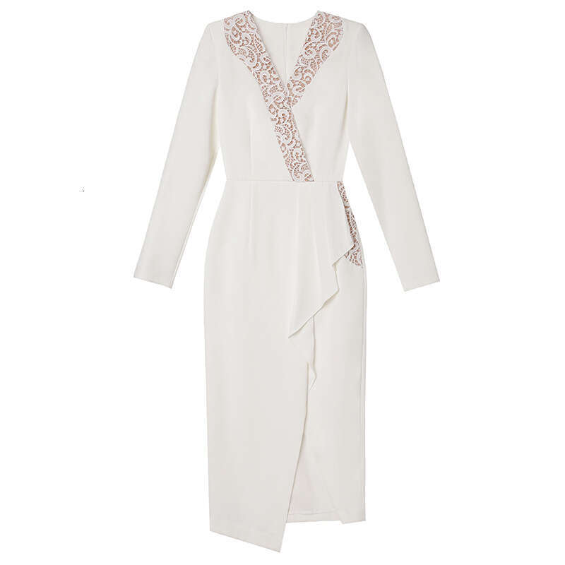 Noble Dress Lady Kuais 2024 Autumn New Black Lace Irregular Slimming Skirt with Hip Wrap