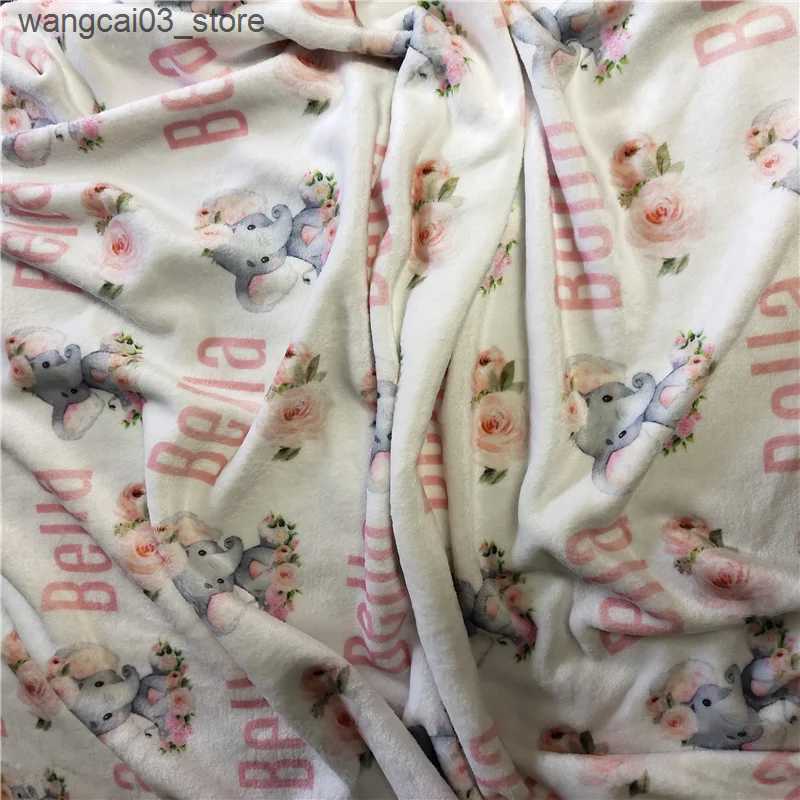Blankets Swaddling Name Personalized Baby Blanket Swaddling Baby Bedding Crib Swaddle Elephant Custom Newborn Gift Baby Blanket Birthday Gift L240910