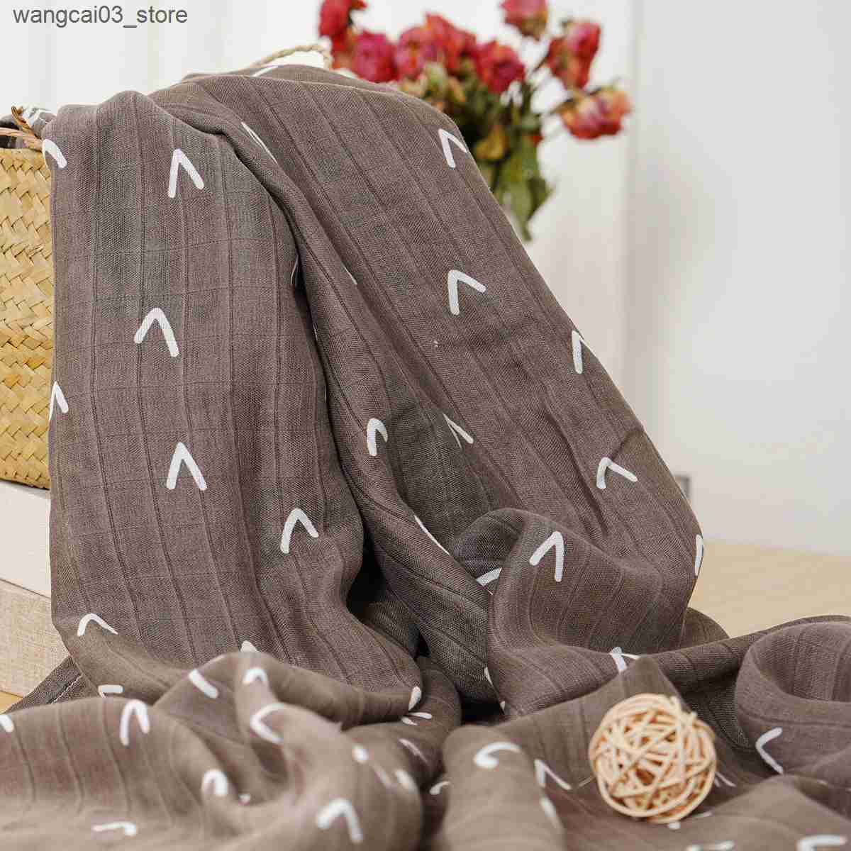 Blankets Swaddling HappyFlute New Prints 3 Pieces 120*110cm Soft Bamboo Cotton Baby Wrap Travel Newborn Multi-function Swaddle Sleeping Blanket L24091