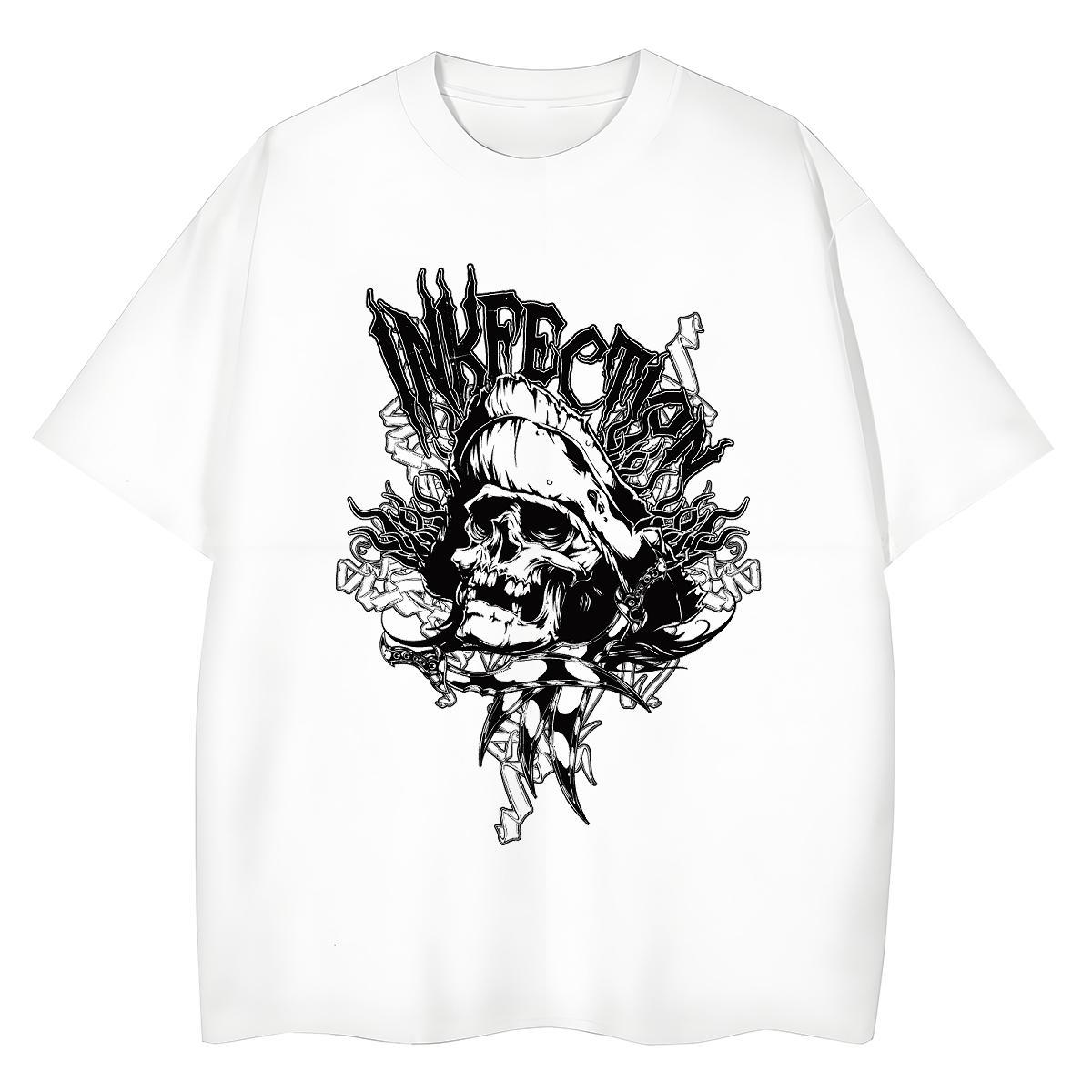 New T shirt 100% Cotton 230g Breathable Soft Casual skull Woman Tshirt Wholesale DIY Anime Tshirts