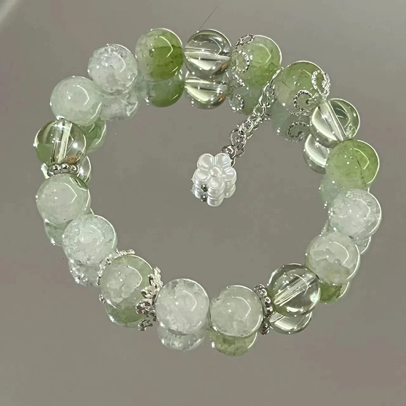 Simple and stylish women's green crystal bracelet suitable for girls' friendship jewelry birthday gift designer