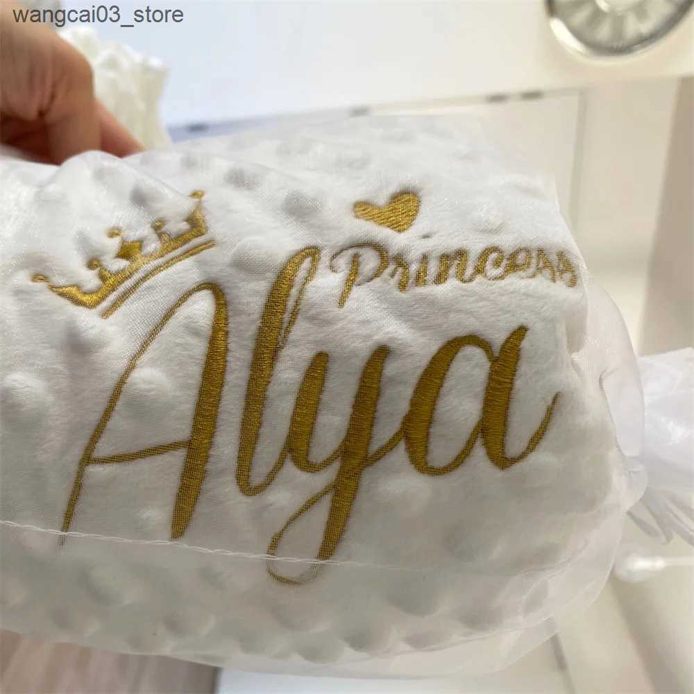 Blankets Swaddling Name Personalised Bubbled Fleece Baby Blanket DIY Custom Toddler Crib Bed Stroller Swaddle For Newborn Birthday Gift Present L24091