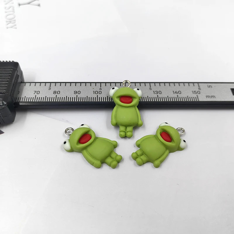 10pcs Kawaii Green Frog Charms for Jewelry Making Lovely Animals Floating Pendants Diy Earring Keychain Finding C964 241010