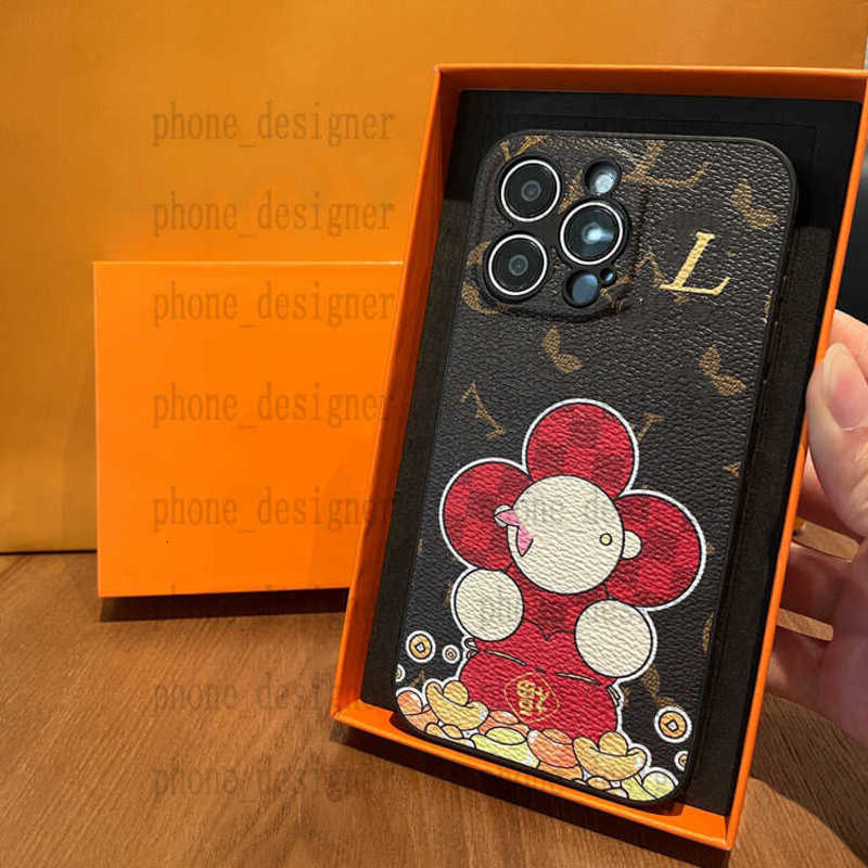 Creative cartoon Designer Apple 15promax phone case premium leather suitable for 15plus all inclusive 14pro anti fall women's luxury 11 internet famous