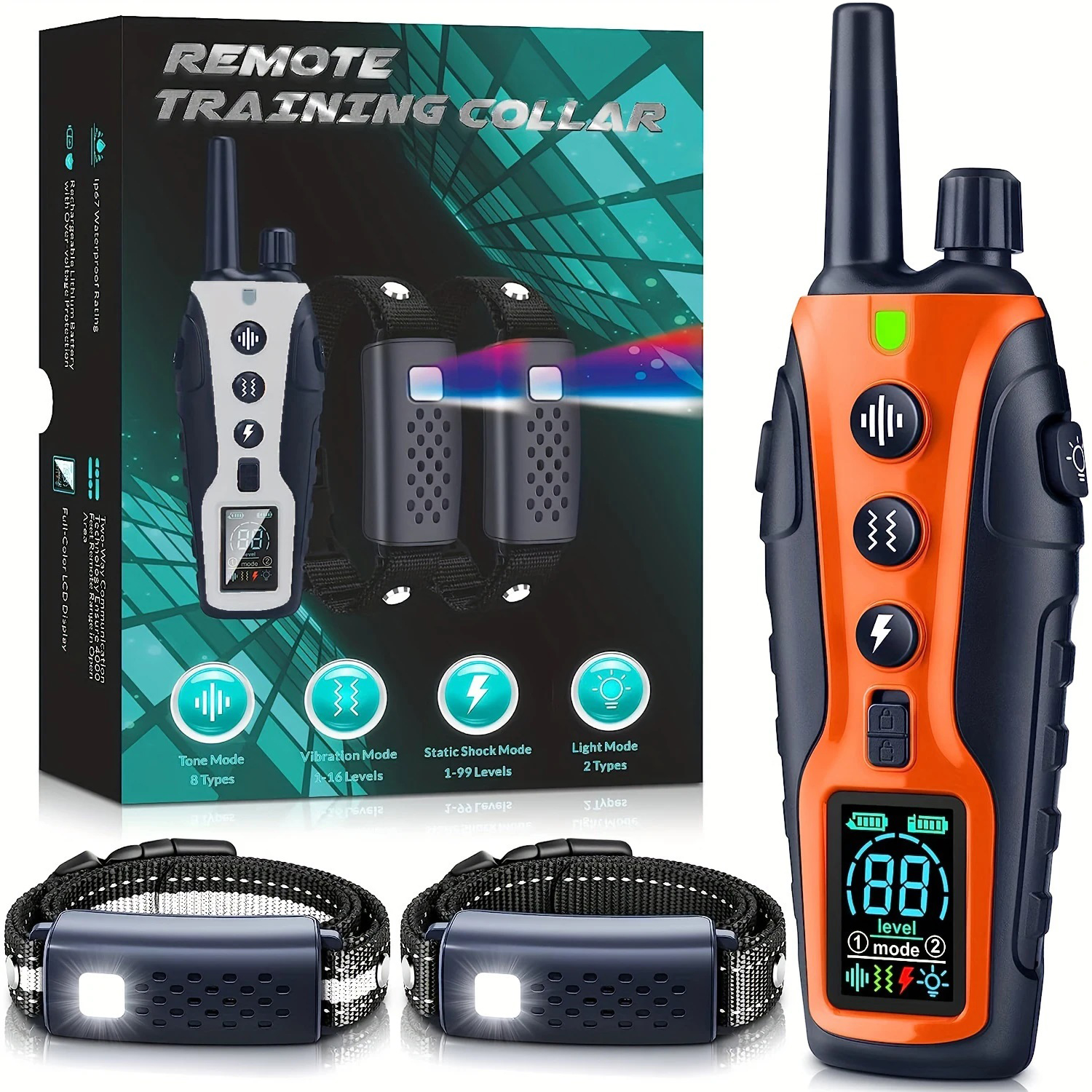 3280Ft Electric Dog Training Collar Remote Control Waterproof Pet BehaviorFor 5-120lbs Puppy With Vibration Shock