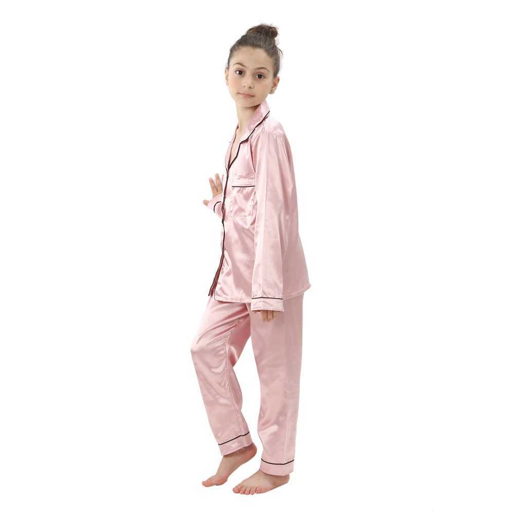 Pajamas s Satin Pajama Sets for Boys Girls 2 to 3 4 5 6 7 8 9 10 11 12 13 14 Years Long/Short Sleeve Toddler Silk Pijama Children Pjs S2410127