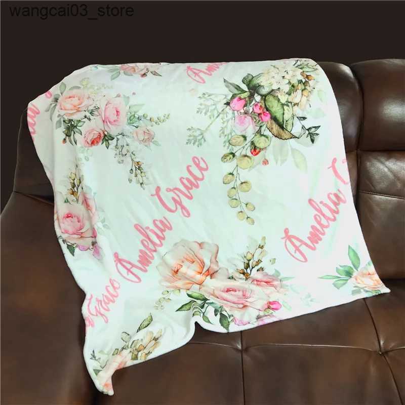Blankets Swaddling Name Personalized Flannel Fleece Baby Blanket Swaddle Wrap For Newborn Boy Girl Baby Bedding Birthday Gift Idea L240910