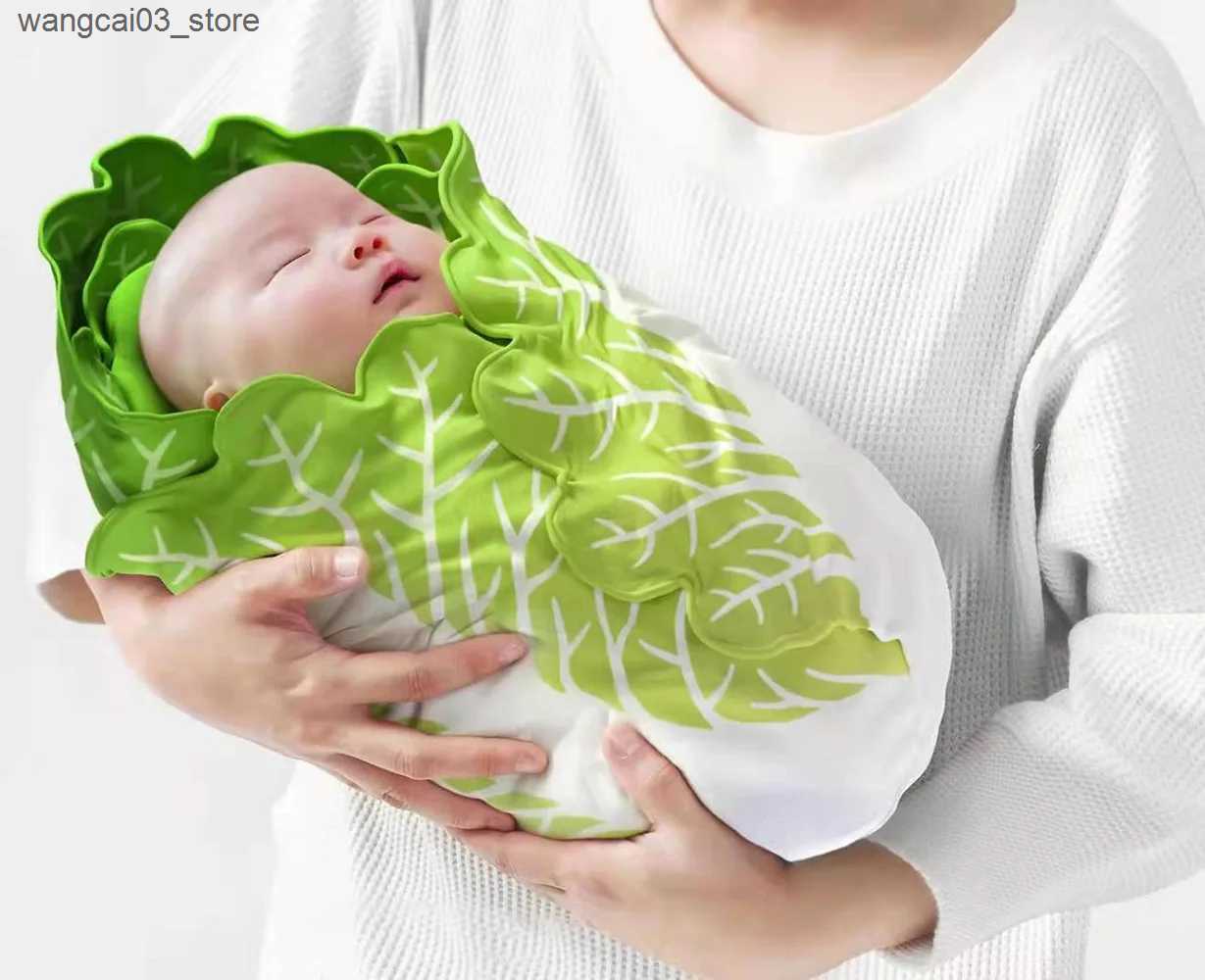Blankets Swaddling Baby Chinese Cabbage Blankets Swaddle Newborn Set Portable Bed Swaddle Bedding Kawaii Baby Wrap Items 85*85CM Unisex Seasons L24091