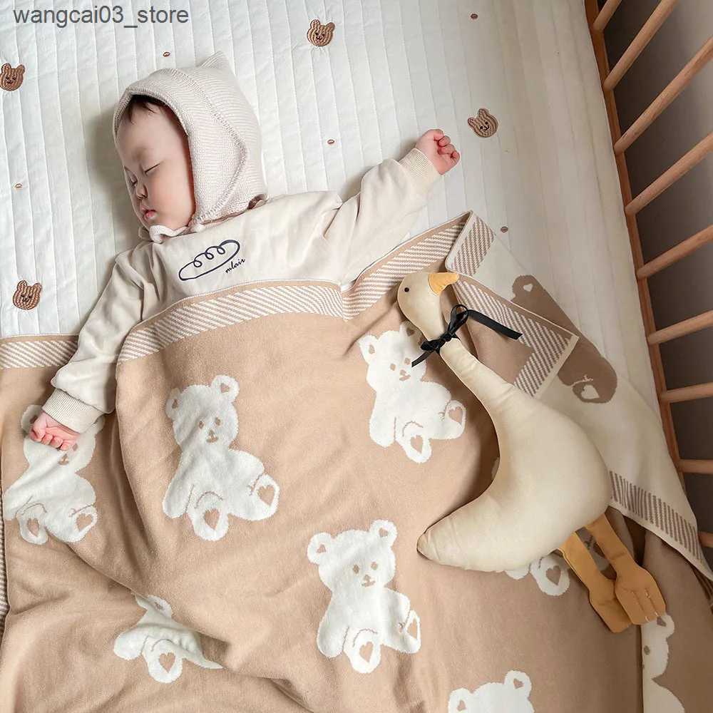 Blankets Swaddling Knit Blanket Swaddling Blankets for Baby Newborn Babies Accessories Bear Childrens Winter Warm Bed Cover Bedding Manta Bebe L240910