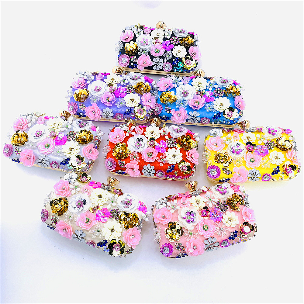 designer bag Colorful Flower Clutch Purse for Women Formal Evening Bag Beaded Pearl Purse for Wedding Prom Party Handbags wedding handbag luxury Dinne