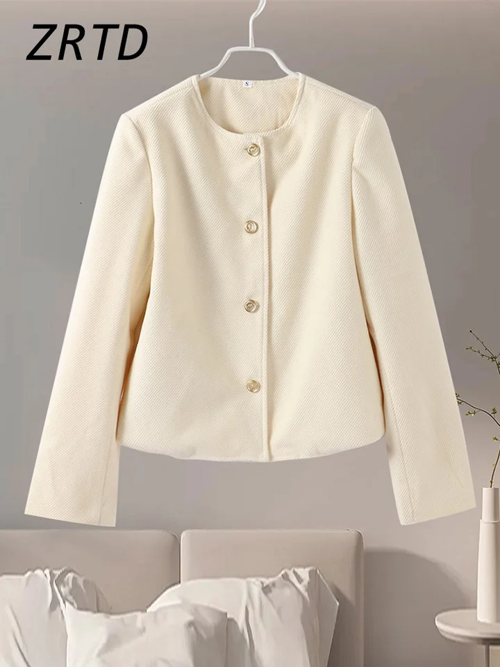 Elegant wool coarse woolen coat for women loose O-neck single chest long sleeved short sleeved coat autumn womens office high street coat 240930