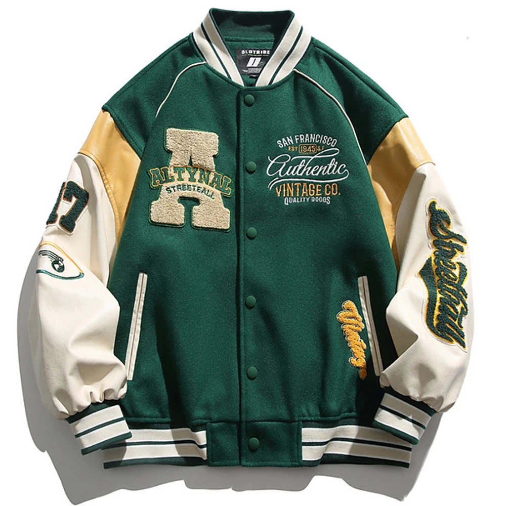 Baseball uniform jacket mens letter embroidery streetwear university retro Harajuku casual college spring and autumn unisex style 241011