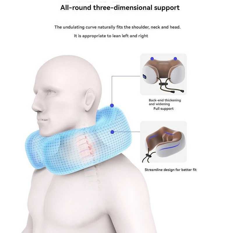 Rechargeable neck protection electric U-shaped kneading massage neck pillow multifunctional household car heating neck massager W240819