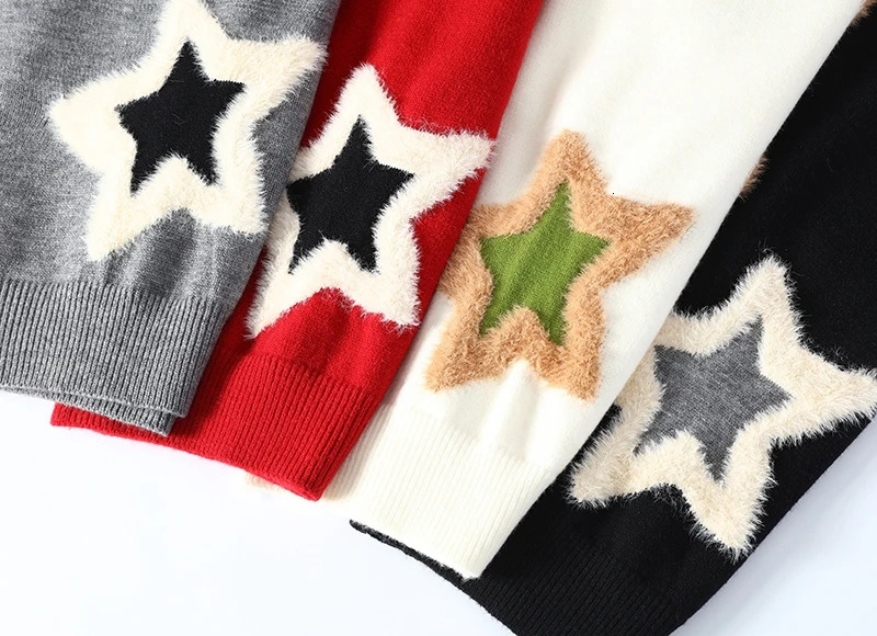 Fall Winter Sweater Mens Fashion Thick Warm Knitted Jumper Sweaters Korean Harajuku Men Printed Pullovers 241011