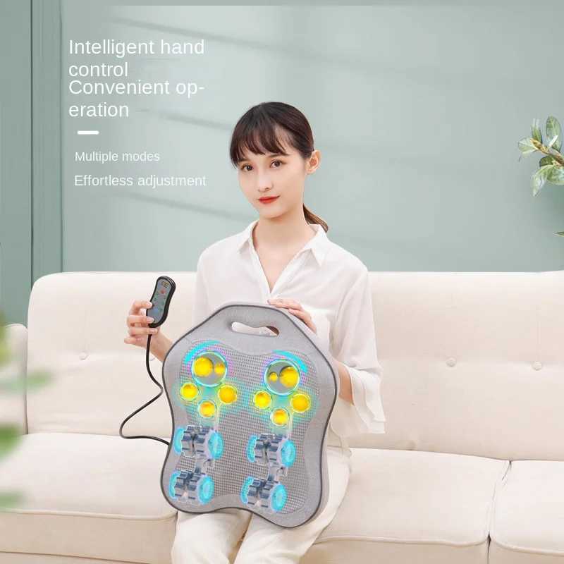 Rechargeable pillow massage pad rolling electric body waist stretching back pad remote control 7-color light W240819