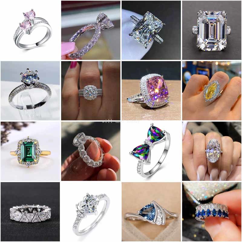 Cubic Zirconia Engagement Wedding Promise Rings Set Designer Jewelry Sterling Silver Charm Drop Love Heart Diamond Finger Tail Rings for Woman Gift Fi
