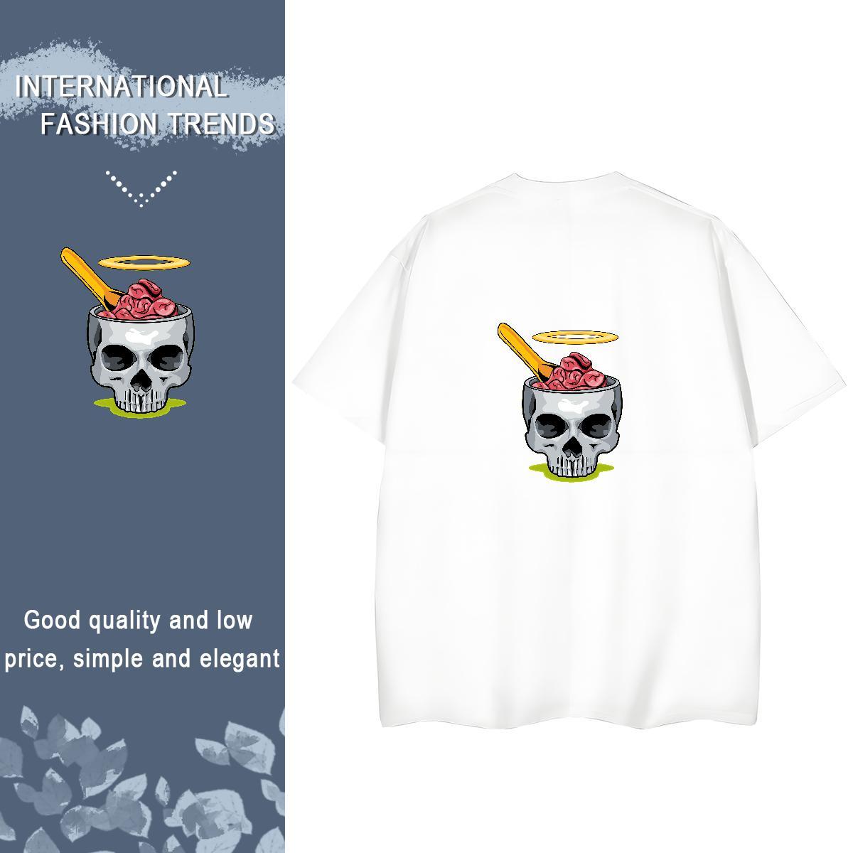 Fashion Women T Shirts 230g Pure Cotton Breathable Short Sleeve Street skull Tshirt for Man Woman Designer Nice Cartoon Floral Printing Top Tees