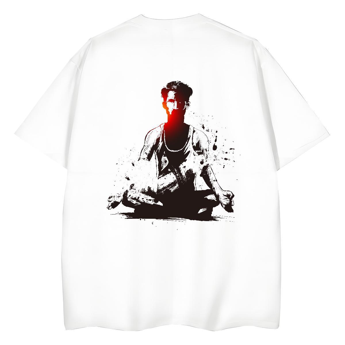 Casual New T-Shirts 230g 100% Cotton Breathable Street Wear portrait Couples T Shirts Nice White Plus Size Polos