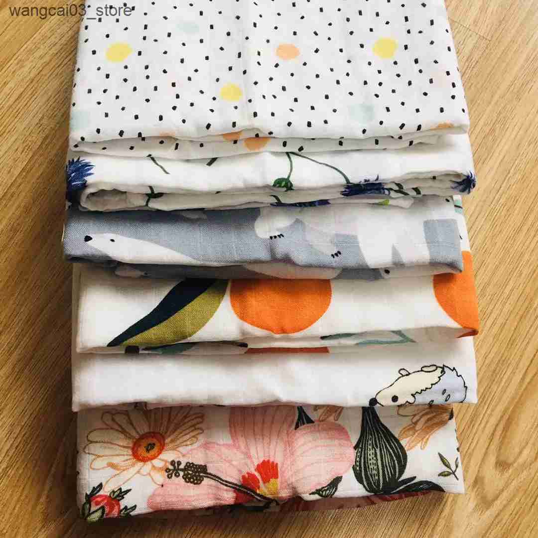 Blankets Swaddling 70mboo+30% Cotton Muslin Swaddles Wrap Burpy Towel Scraf Bibs Muslin Baby Blankets Newborn Diaper Pielucha 60*60cm L240910