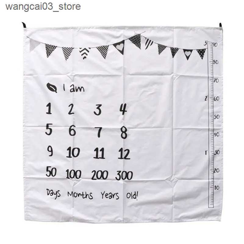 Blankets Swaddling 100x100cm Baby Milestone Blankets Muslin Newborn Photography Background Props Infant Swaddle Wrap Bed Quilt Kids Bath Towel L240910