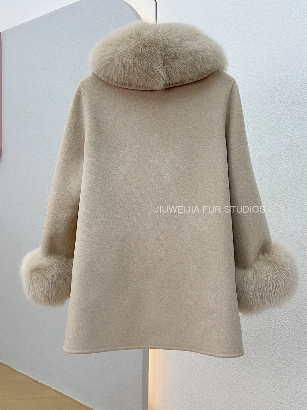 2023 Winter New Mid-Length Slimming Cape Fox Fur Wool Double Sided Cotton Cashmere Coat For W