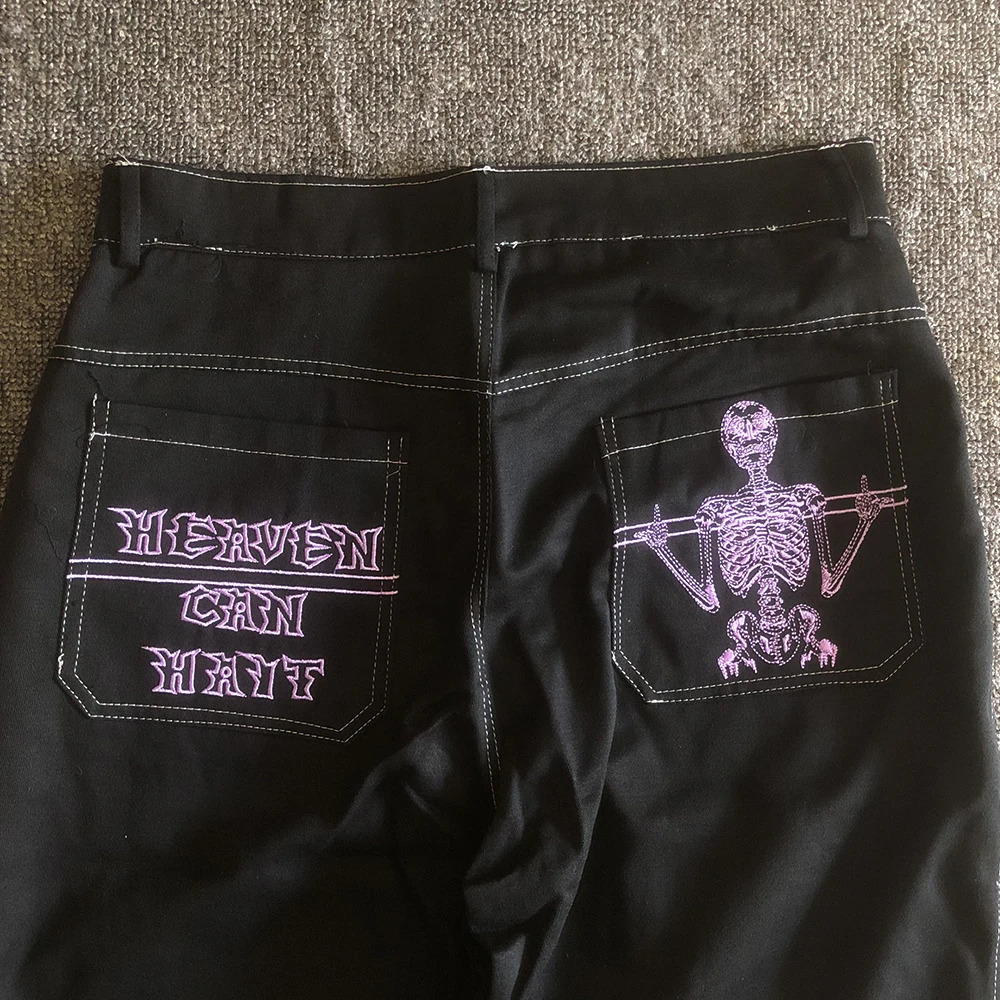 Letters Embroidered Jeans Mens Y2K Street Clothing Straight Casual Loose Wide Leg Cowboy Cargo Pants Hip Hop Pantalones Hombre Trousers 241007