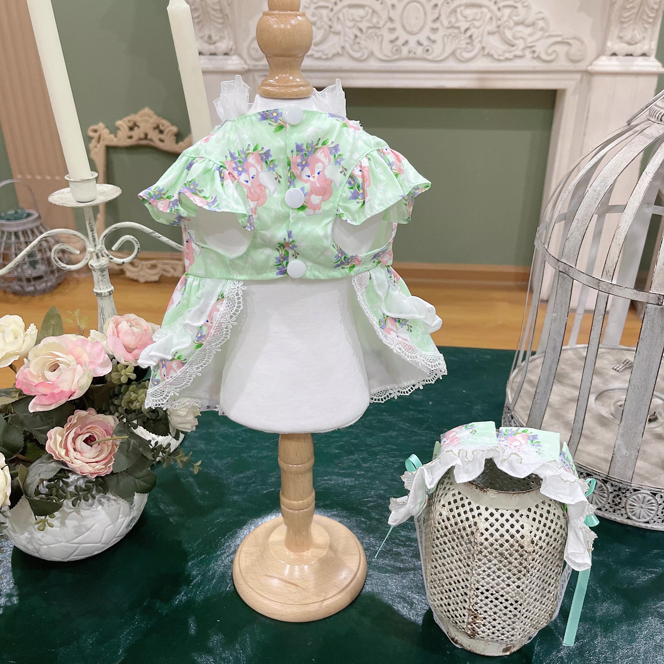 Original Pet Cat Dog Rabbit Dress skirt Light green Yorkshire Bear