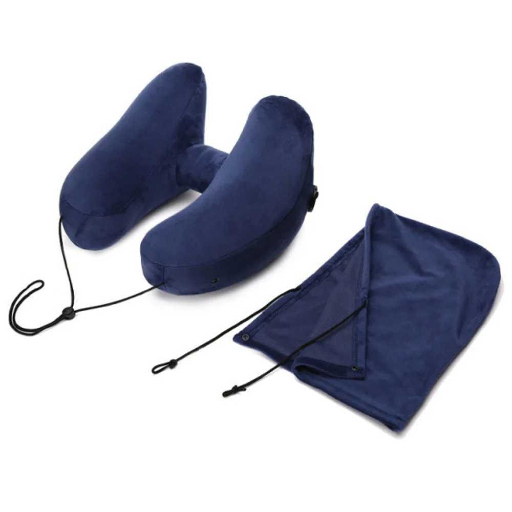 1 pack H-shaped massage pillow inflatable portable storage outdoor travel long-distance car airplane seat cover neck pillow W240819