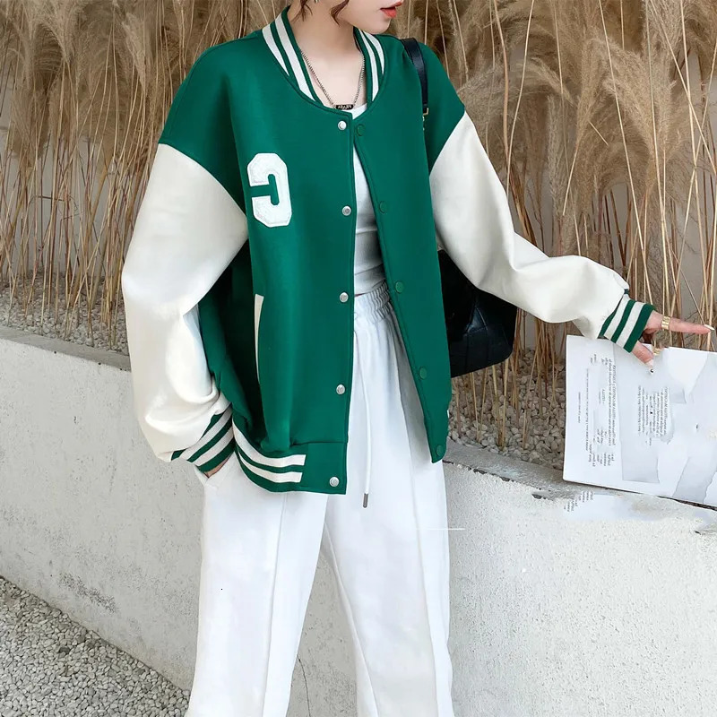 Spring/Autumn Womens Jacket Fashion K-pop Baseball Uniform High Street Loose Jacket Coats 241010