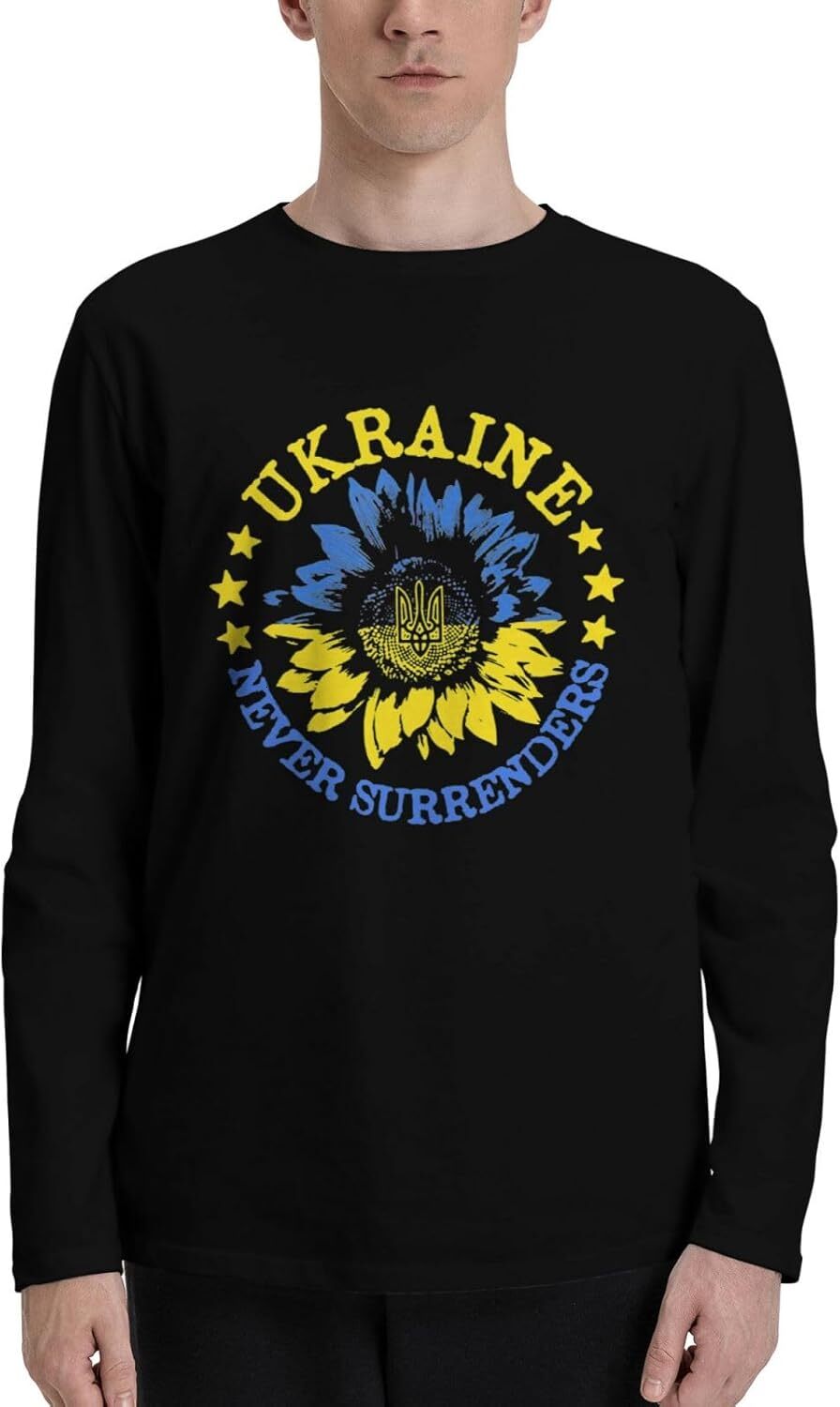 Long Sleeve Shirts for Men sweatshirt Ukraine Never Surrenders T-Shirt Long Sleeve T-Shirt Man's Woman's Comfortable Tee Top