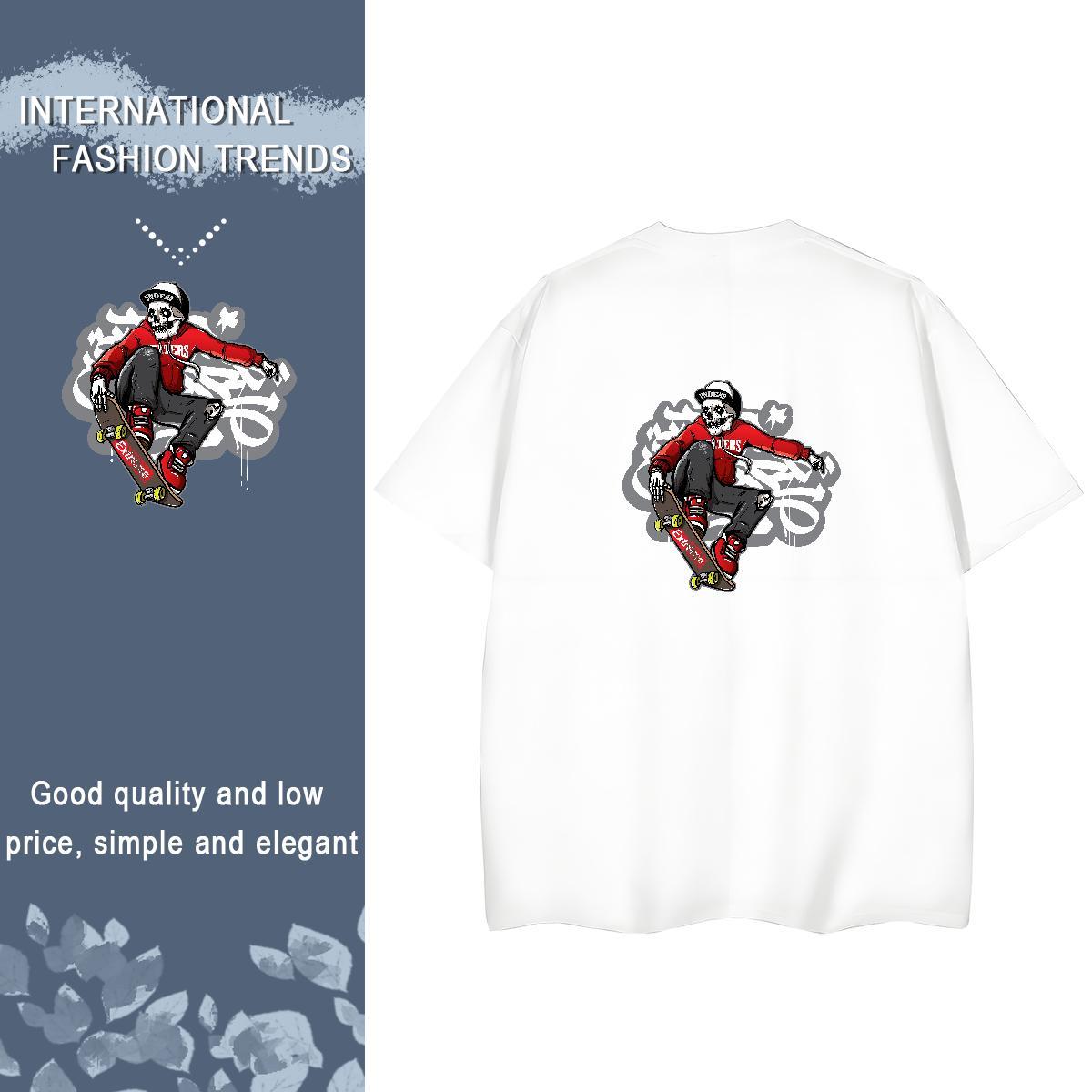 Brand T Shirts Women 100% Cotton 230g Short Sleeve O-Neck Casual Daily Wear skull Couples T Shirts Unisex Skull Top Shirts