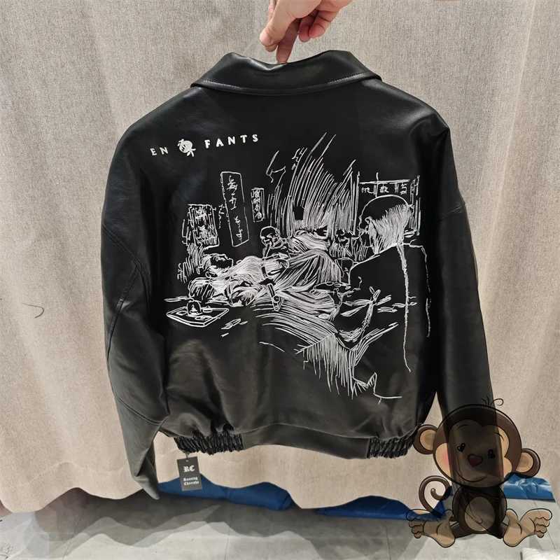 Men's Hoodies Sweatshirts Black ERD leather jacket autumn and winter thick warm jacket mens and womens motorcycle jacket H241011