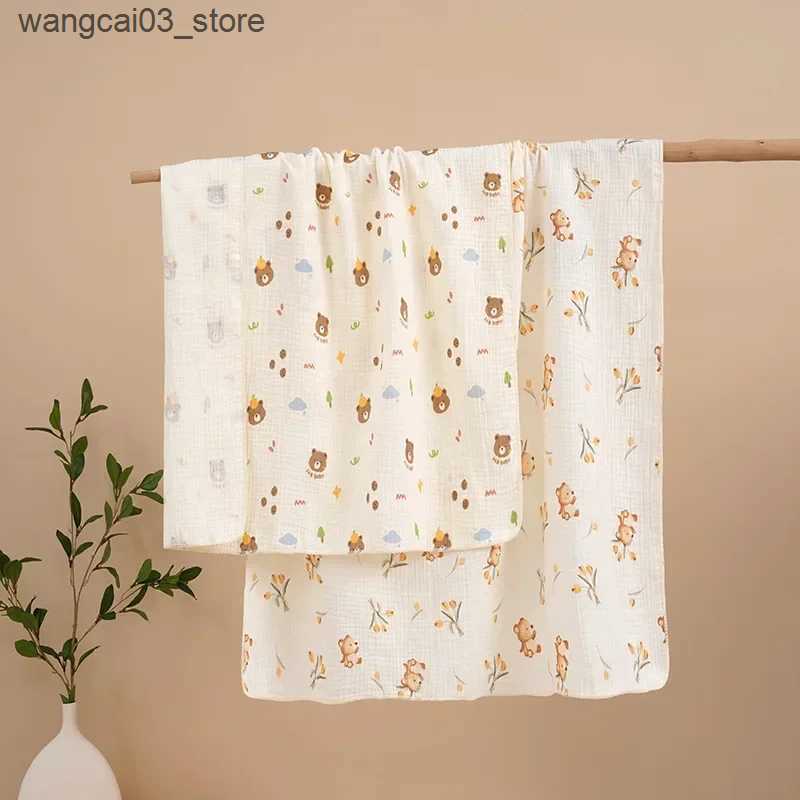 Blankets Swaddling Ins Cartoon Baby Newborn Swaddling Infant Cotton Gauze Bath Towel Animal Flowers Soft Stroller Blanket Muslin Diaper Wrap Cloth L24