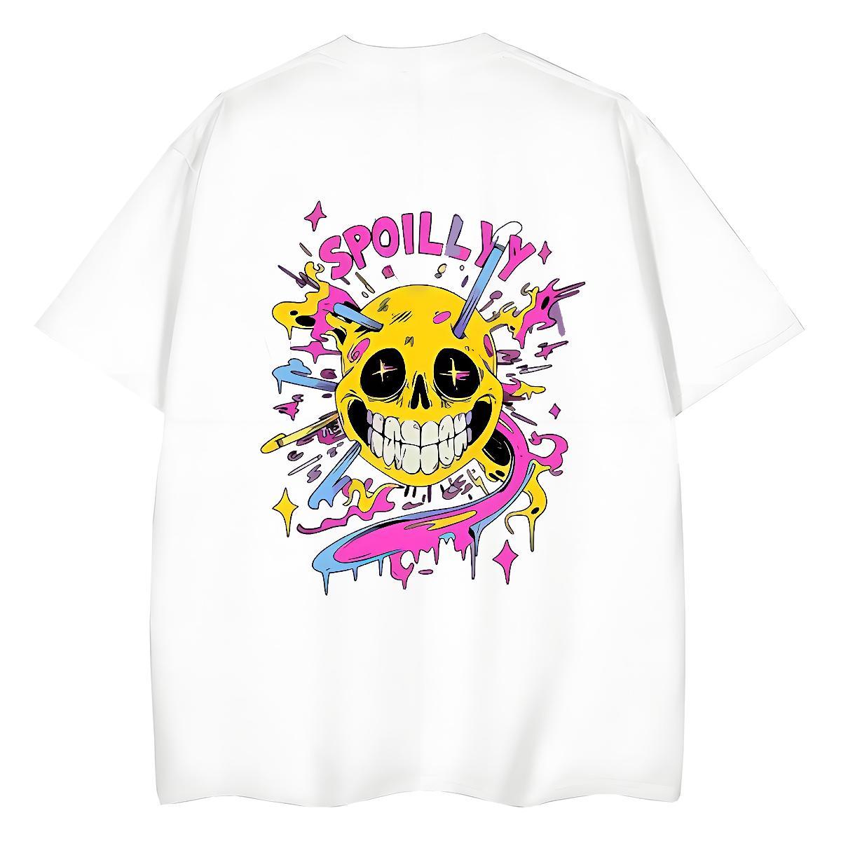 Stylist T-Shirts for Women 230g Cotton Breathable Crew Neck Hip Hop Street skull Lady T shirt Loose Plus Size Custom Clothes