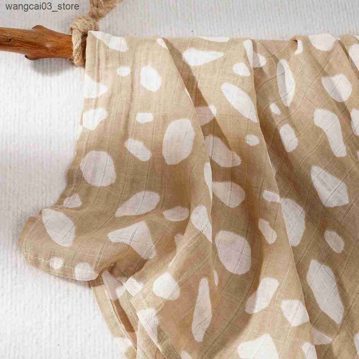 Blankets Swaddling HappyFlute New Printing 120x110CM Muslin Cotton Fiber Baby Swaddle Newborn Blanket Baby Infant Wrap L240910