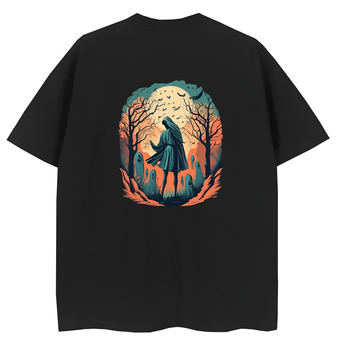 Casual New T Shirt For Woman 100% Cotton 230g Breathable Crew Neck Home Outdoor skull Women Tees High quality Custom Print Plus Size Tops