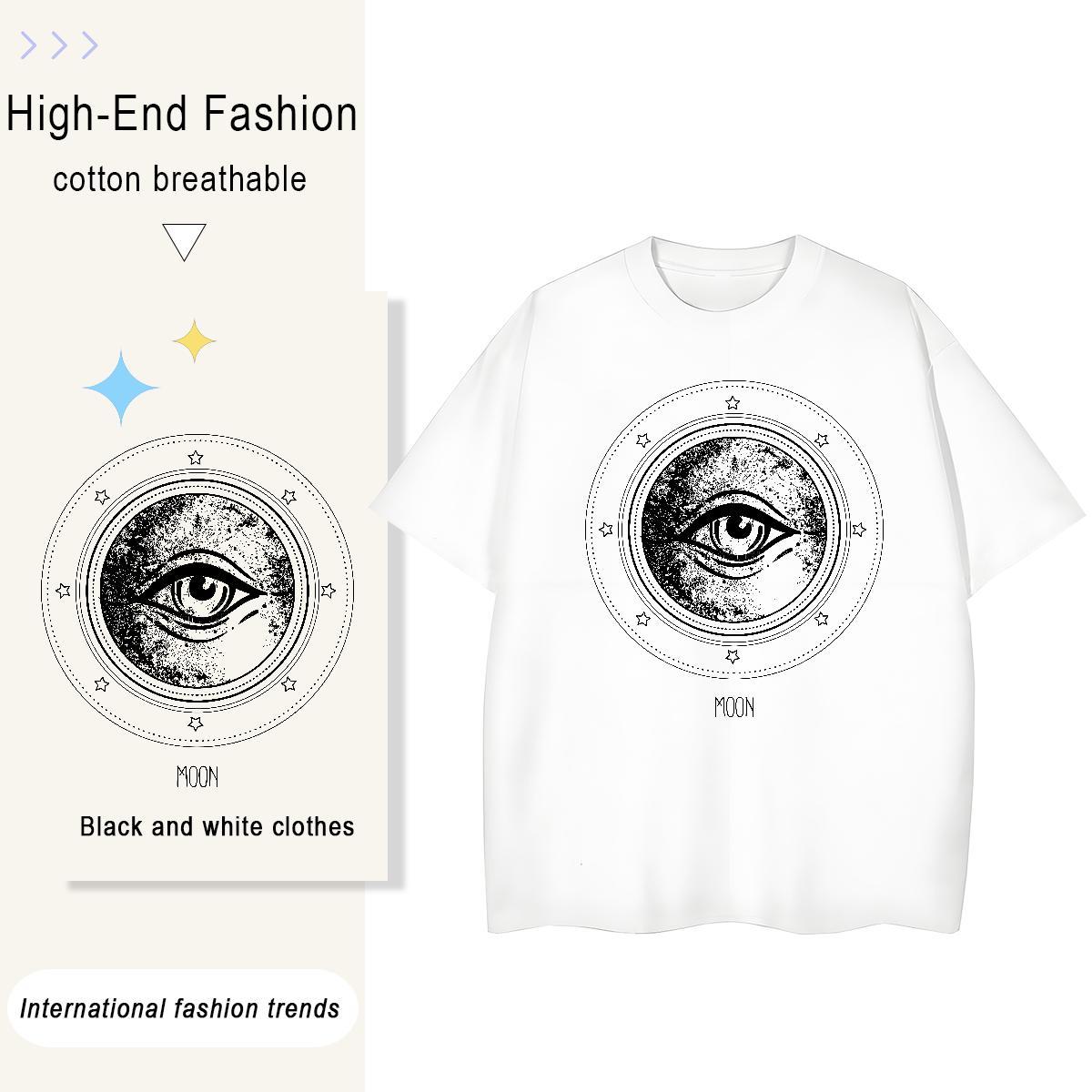 Classic T-Shirts for Women 230g 100% Cotton Round Neck Short Sleeve Street Casual eye of the devil Womens Tshirts Loose Customized Tops Tees