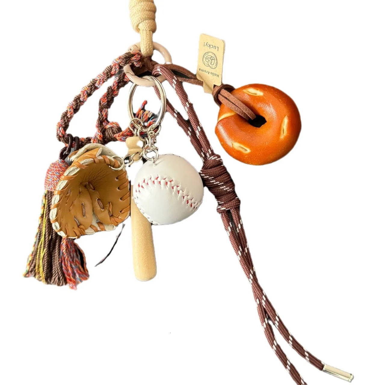 Summer Cute Style Alkaline Water Bread Weaving Rope Hanging Bag Decorative Pendant Keychain Bag Accessories and Accessories 241008